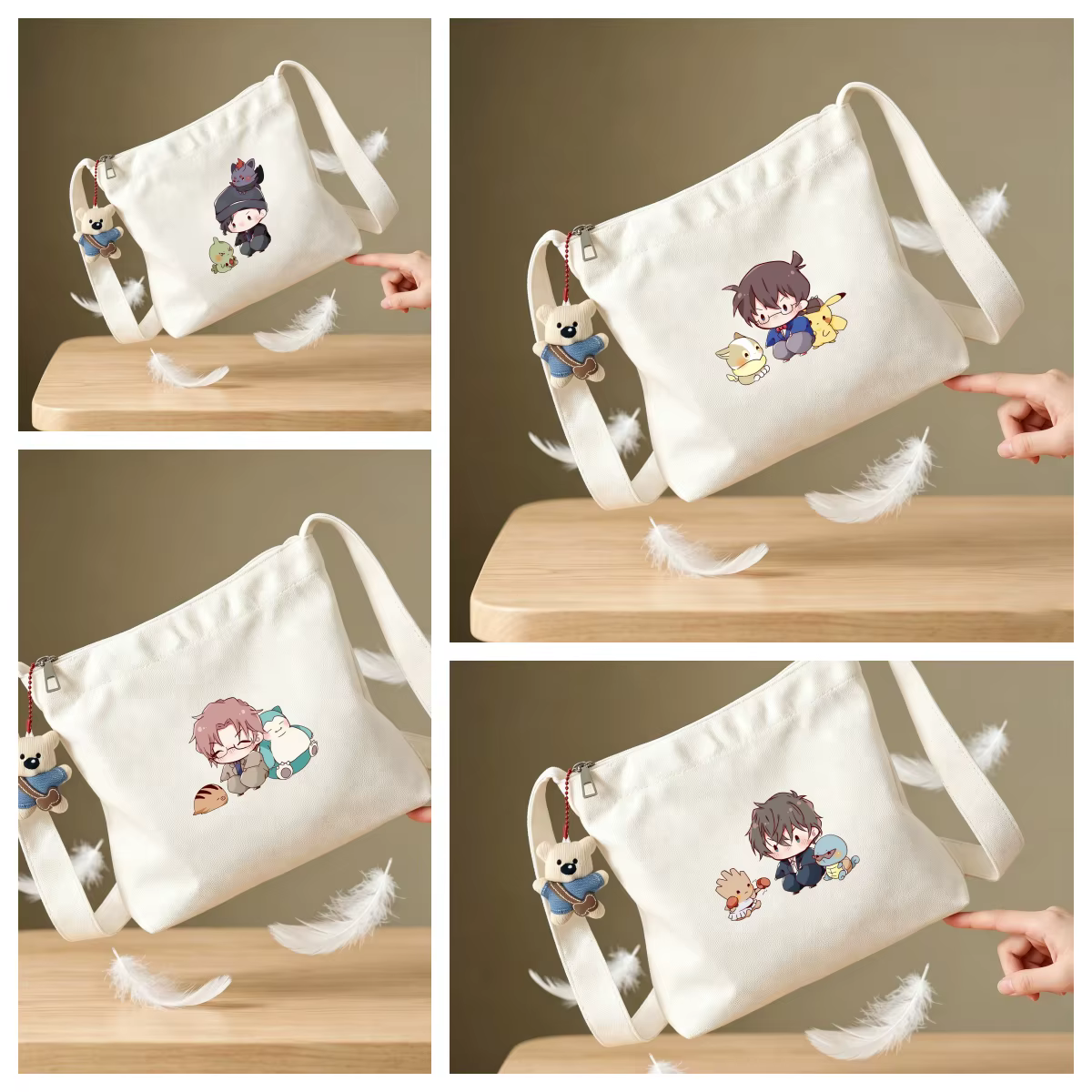 Sac fourre-tout en toile Kawaii Anime Detective Conan avec figurines imprimées Tooru Amuro