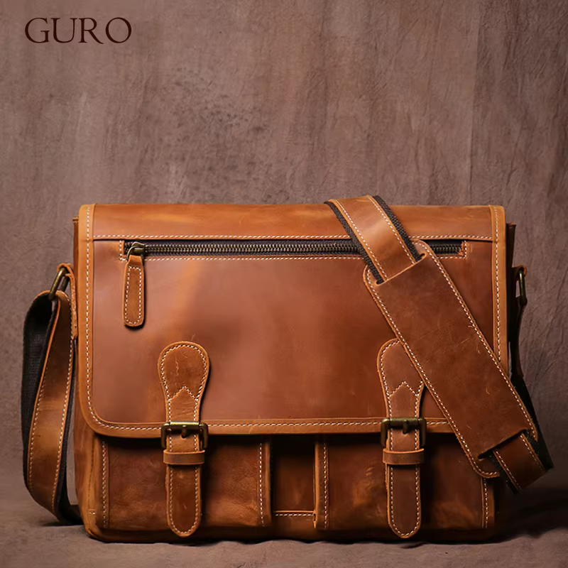 Sac messager en cuir de cheval pour homme