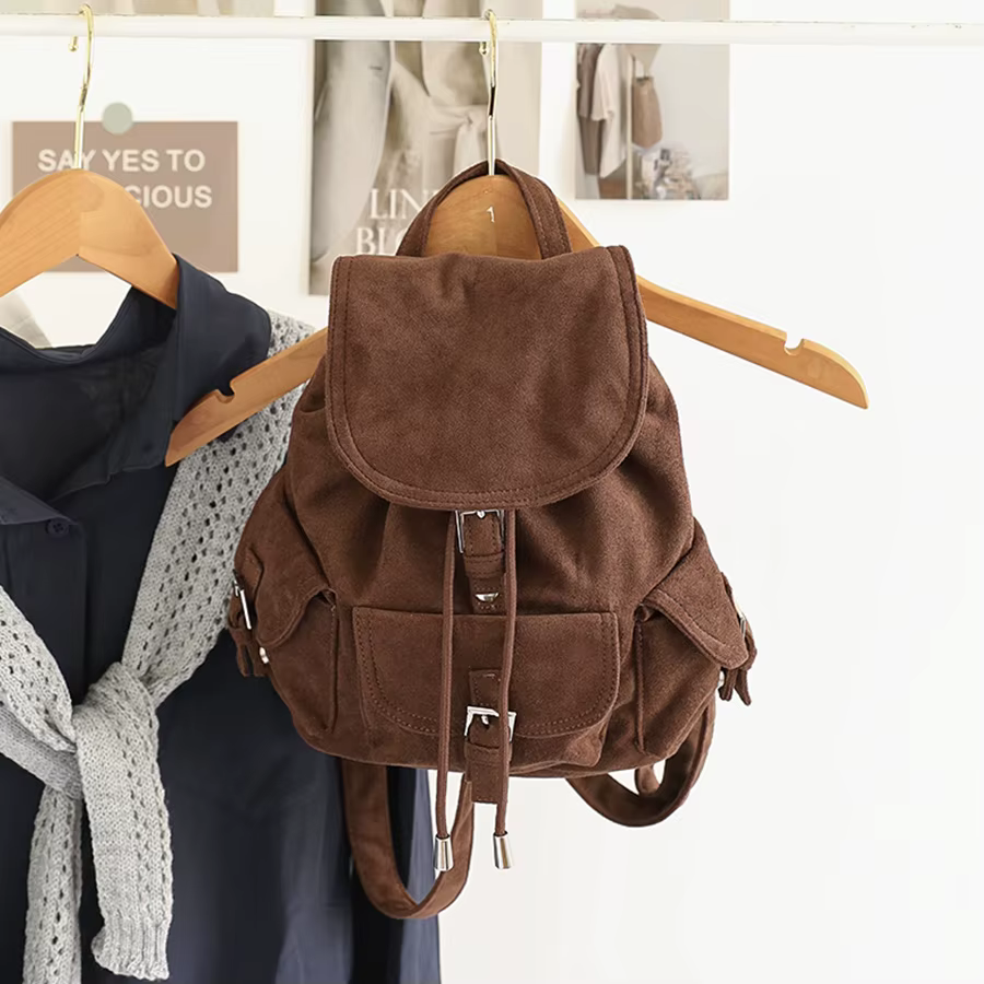 Sac à dos en daim noir pour femme