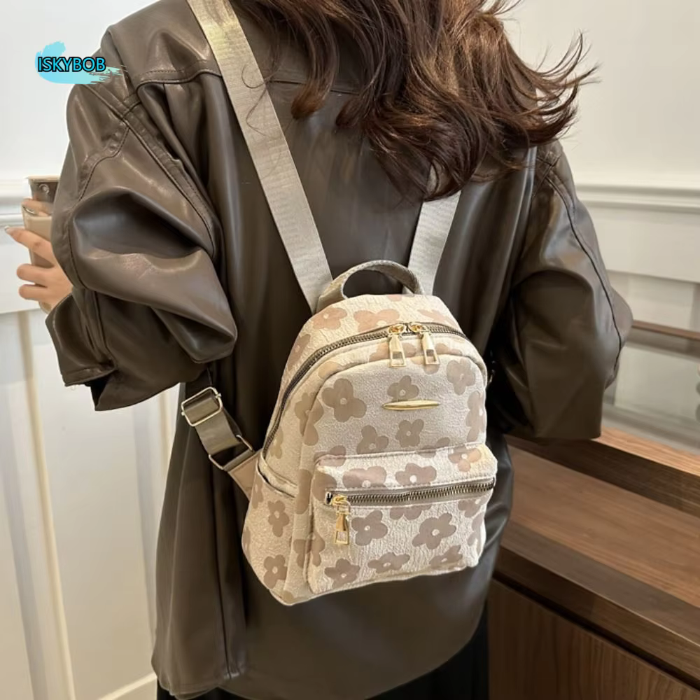 Sac à dos tendance en toile à fleurs