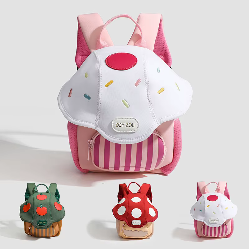 Sac à dos enfant mignon motif champignon et pomme