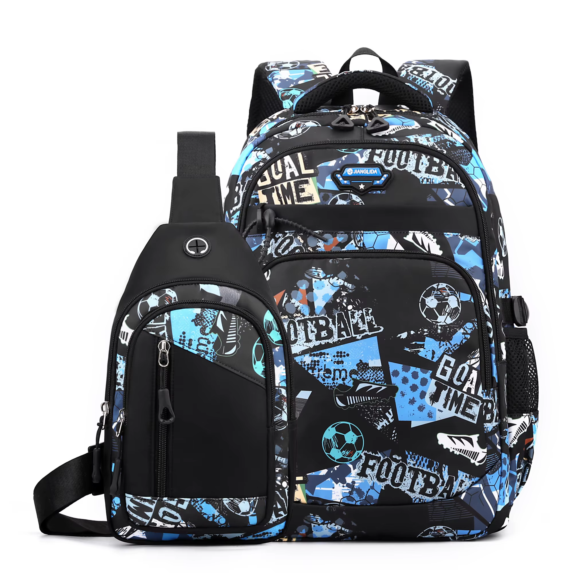 2 pièces/ensemble collège garçon sac à dos graffiti poitrine sac à dos ensemble lycée sac pour garçons 12 à 18 ans étudiant bookbag