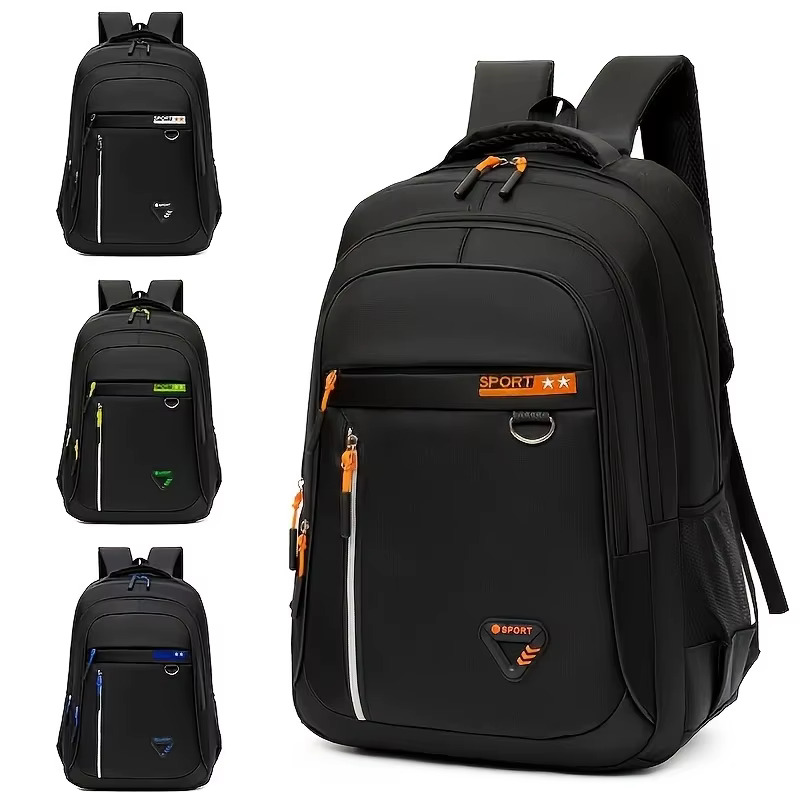 Sac à dos noir sportif tendance avec détails multicolores pour un usage quotidien