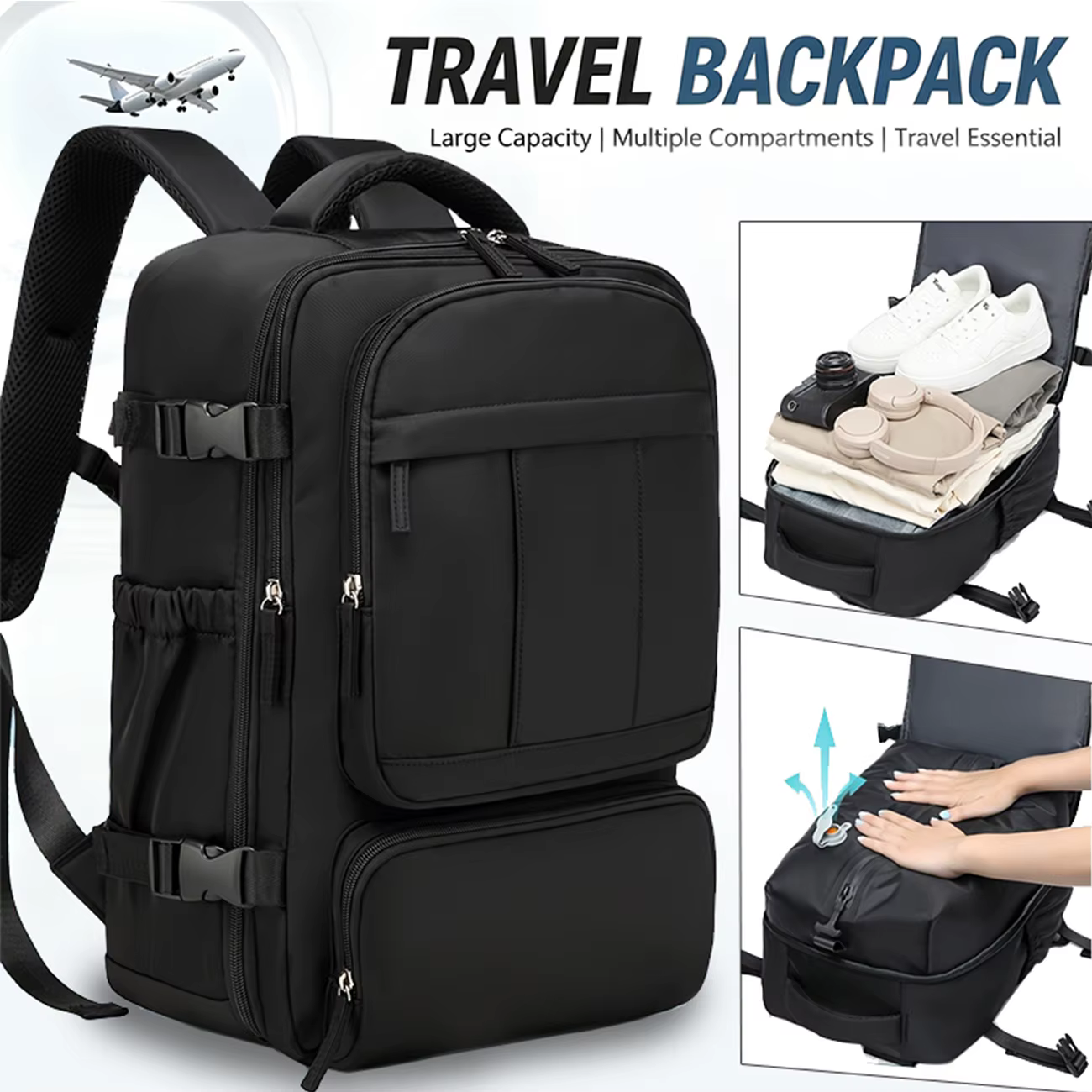 Sac à dos de voyage à compression sous vide