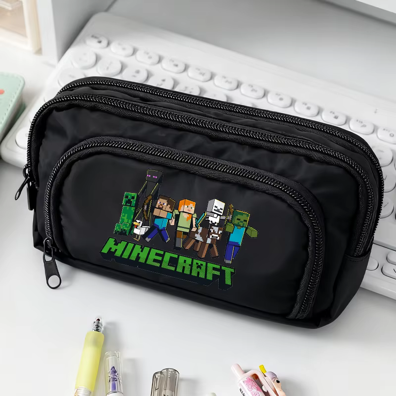 Sac à crayons imprimé sur le thème du jeu Minecrafted