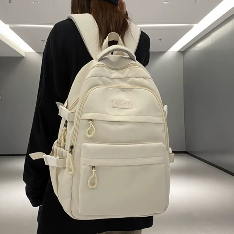 Sac à dos de couleur unie de grande capacité pour lycéens
