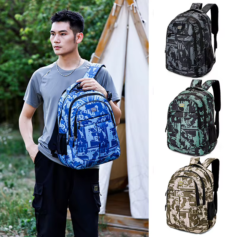 Sac à dos d'étudiant de style camouflage imprimé à la mode pour garçons
