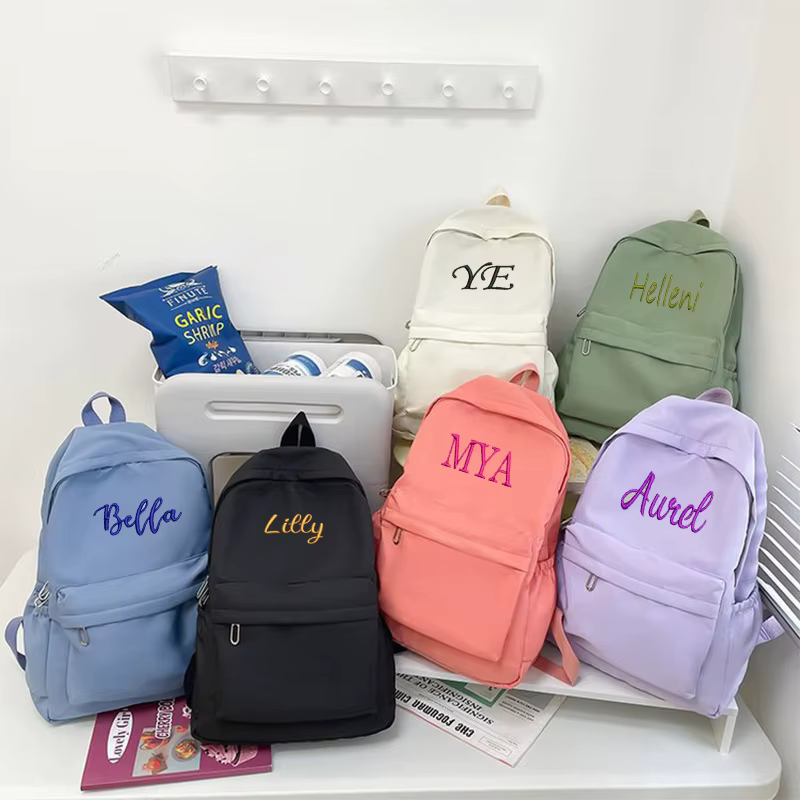 Nouveaux sacs d'école personnalisés nom personnalisé broderie grande capacité en Nylon étudiant sac à dos adultes