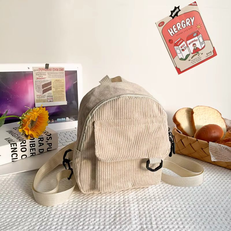 Mini sac à dos en velours côtelé pour femmes