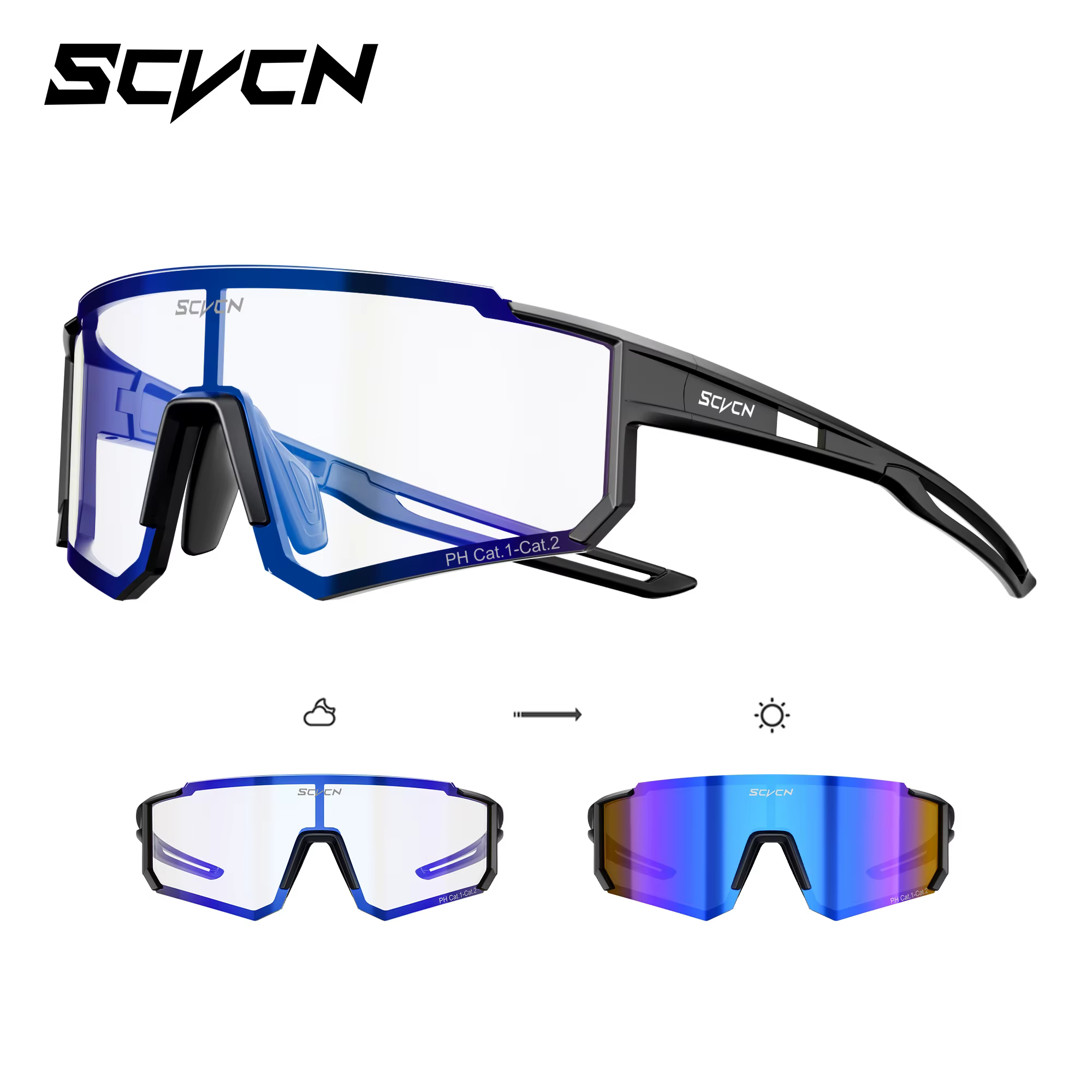 Lunettes de soleil photochromiques SCVCN pour sports de plein air