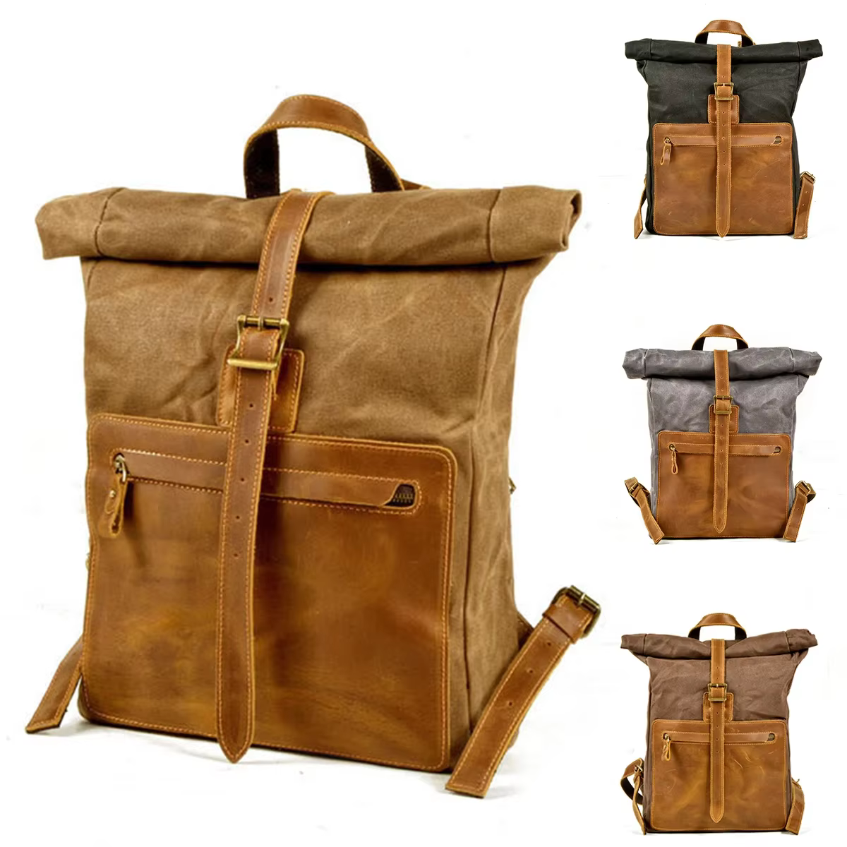 Sacs à dos en cuir de toile d'extérieur Vintage voyage loisirs sac à dos pour ordinateur portable d'affaires pour