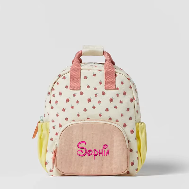 Nom de broderie personnalisé Strawbreey filles école sac à dos maternelle cartable déjeuner sac fourre-tout sac à main