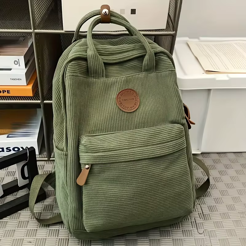 Sac à dos décontracté en velours côtelé pour adolescents