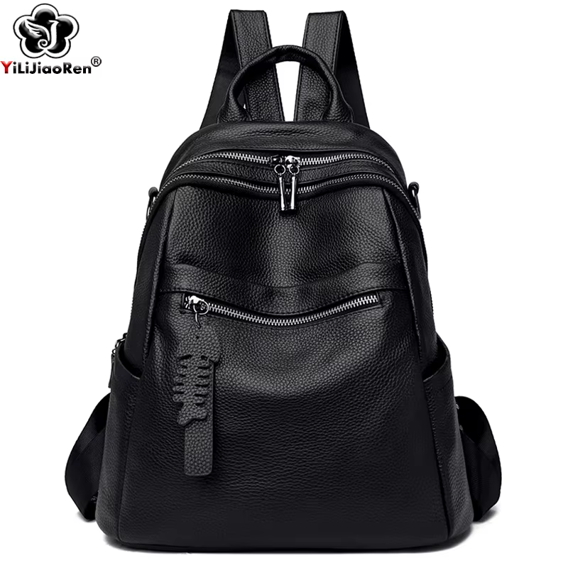 Sac à dos en cuir véritable pour femmes
