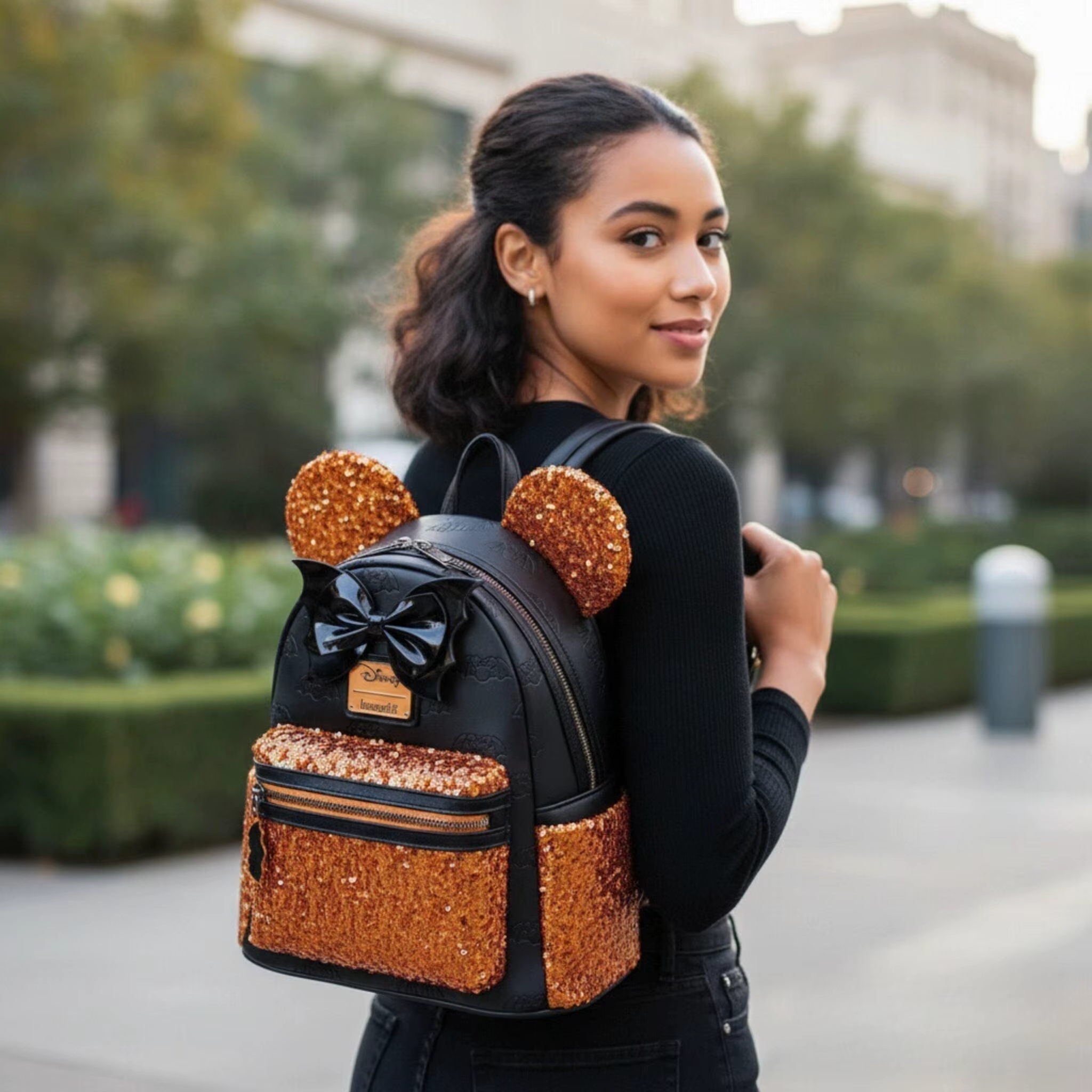 Sac à dos à paillettes Mickey et Minnie Mouse