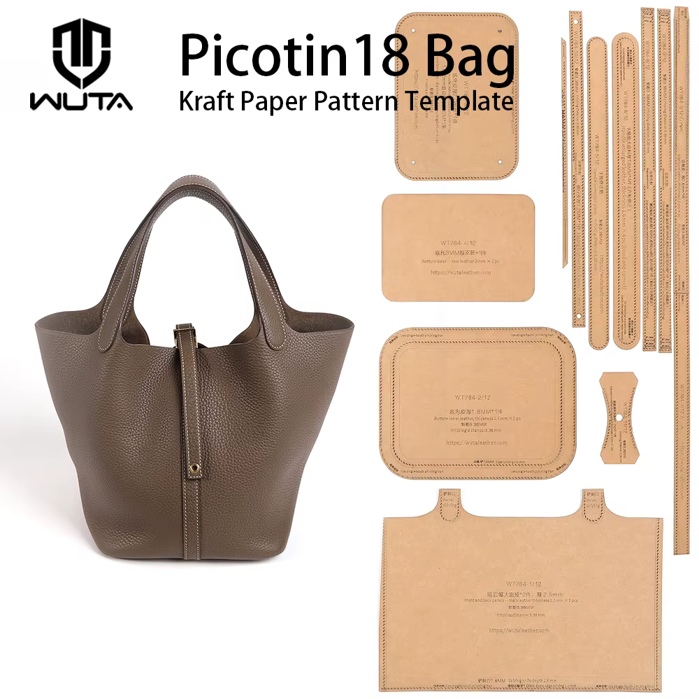 WUTA Picotin 18 – Modèle en papier kraft pour sac seau fait main – Outil et accessoires de maroquinerie DIY