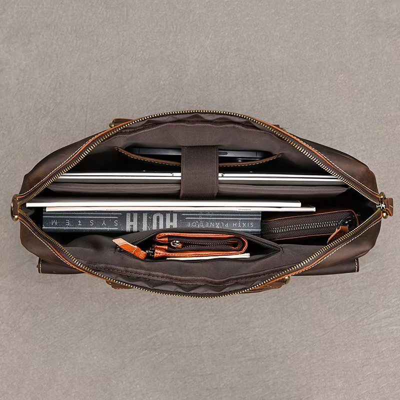 Porte-documents en cuir véritable pour hommes