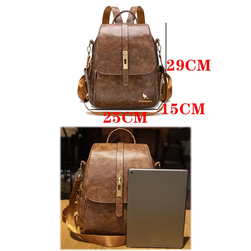 Sac à dos de voyage vintage en cuir souple pour femmes