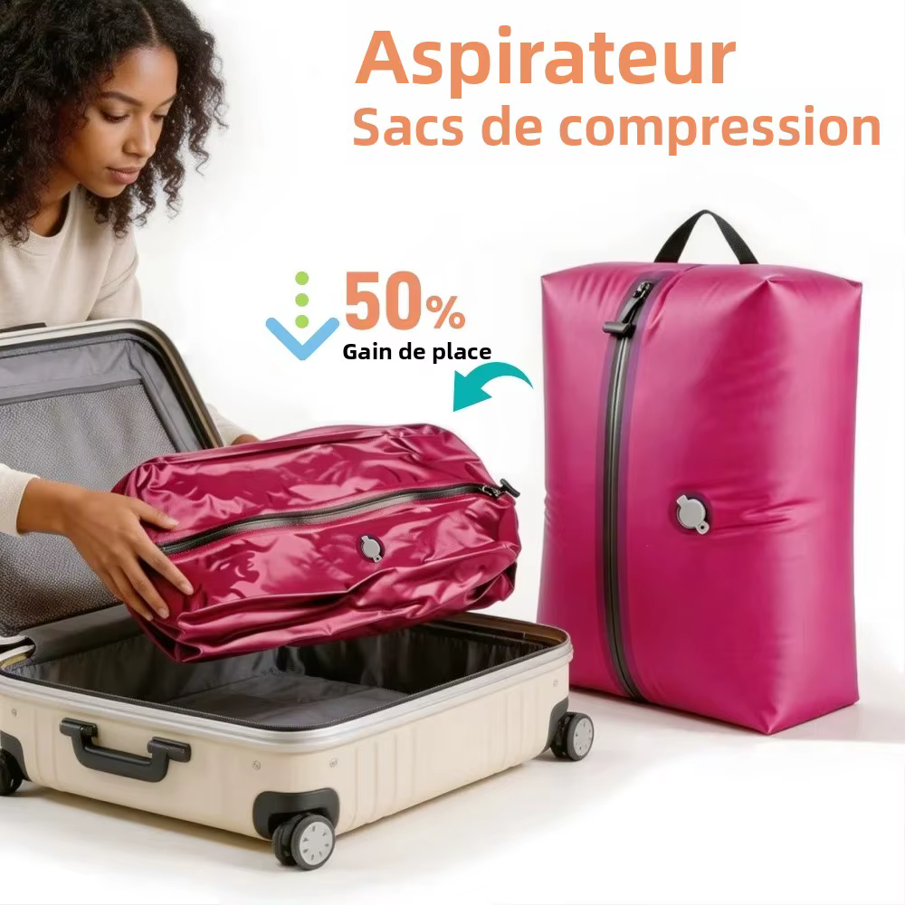 Sacs de compression roses pour les essentiels de voyage