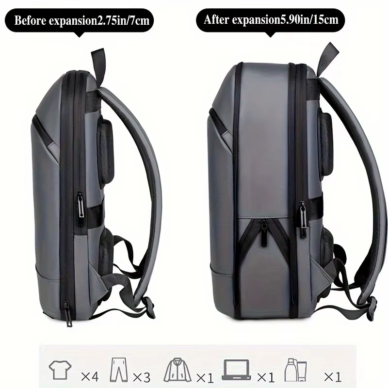Un sac à dos d'affaires uni pour hommes avec une sangle de bagage pour les déplacements domicile-travail.