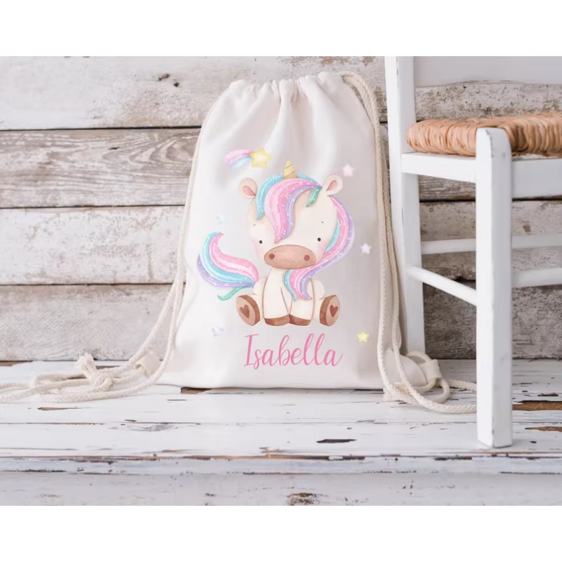 Sac à cordon licorne personnalisé