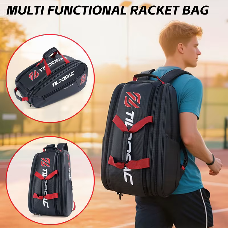 Sac à dos imperméable en PU pour raquettes de pickleball et de padel