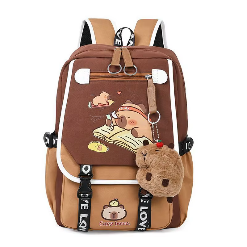 Capybara sacs à dos cartable pour adolescent étanche filles garçons sac à dos femme sac de voyage Bookbag Mochila avec porte-clés en peluche