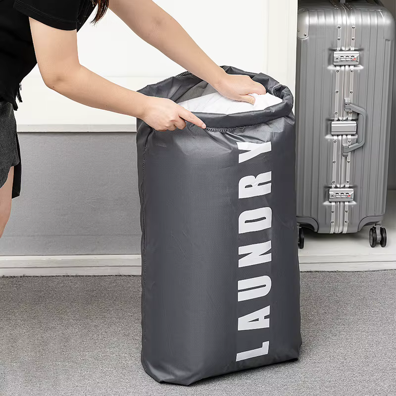 Sac à linge haute capacité avec cordon de serrage - Pochette de rangement de voyage lavable en machine pour vêtements sales - Accessoire de salle de bain