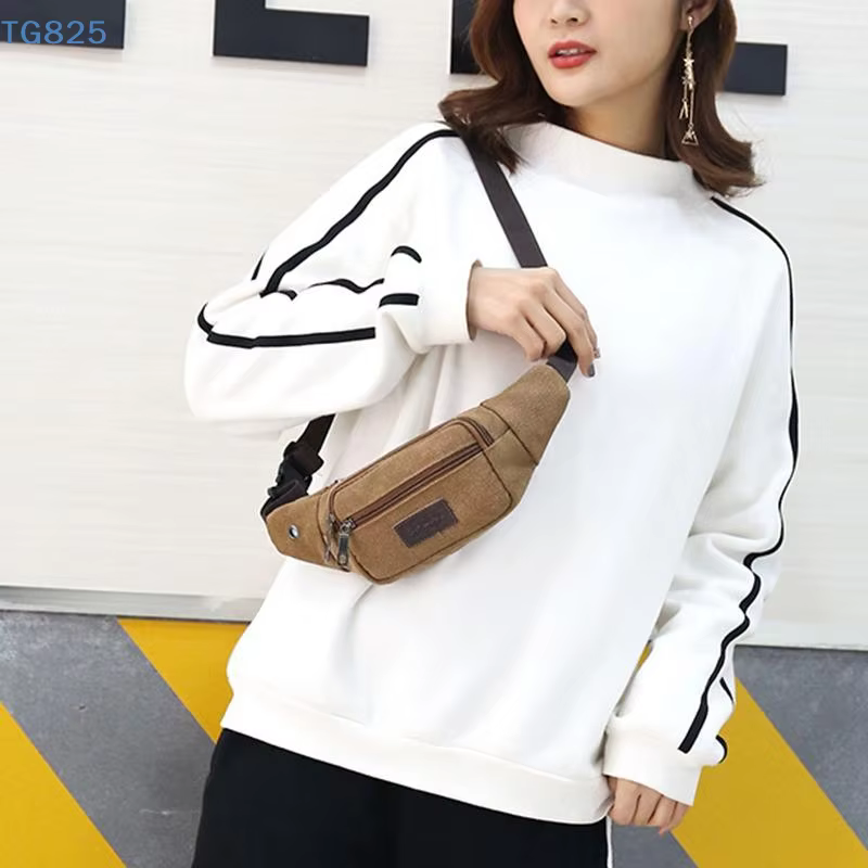 【AN】【AN】Sac banane décontracté en toile unisexe