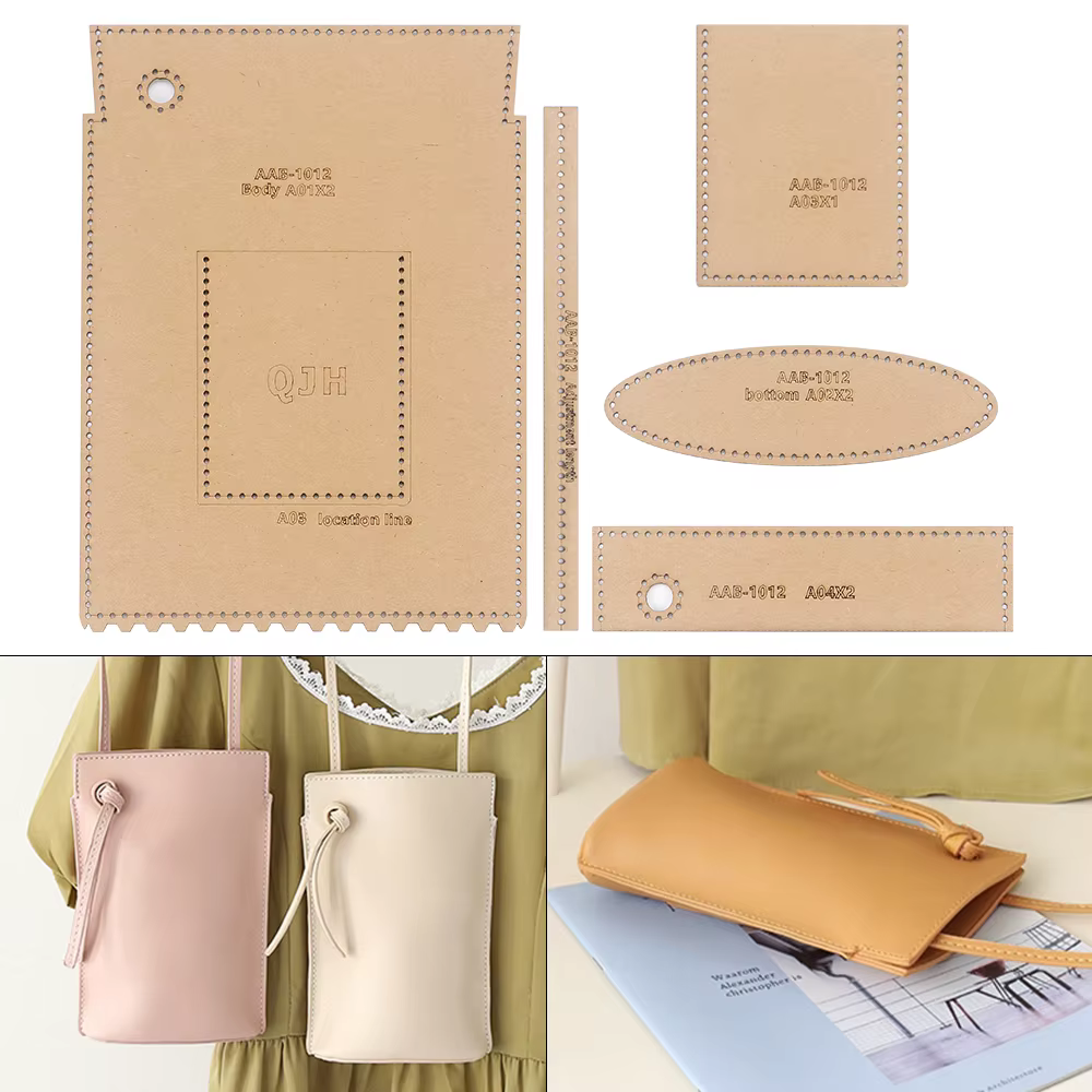 1 ensemble de gabarits de dessin en papier kraft DIY pour la confection de petits sacs bandoulière pour femmes et de porte-téléphone