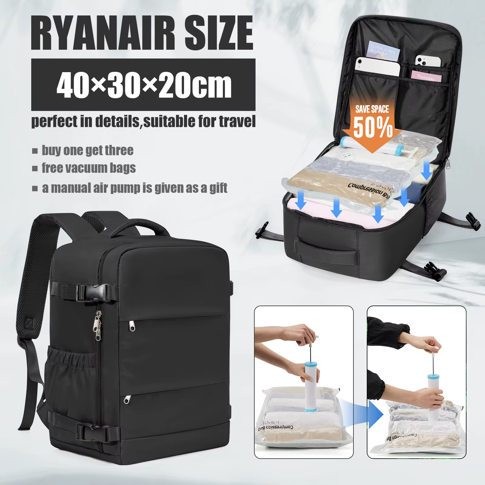 Ryanair Cabin Bags 40x30x20 Sac à dos de voyage sous le siège