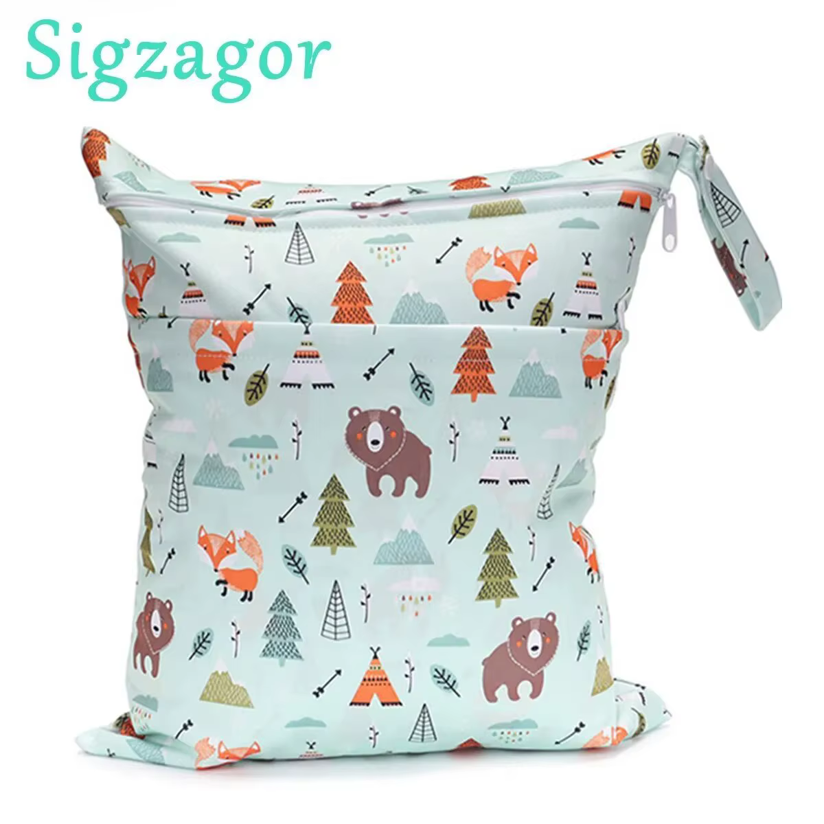 [SIGZAGOR]-Sac sec à dos avec deux fermetures éclair pour couche-culotte
