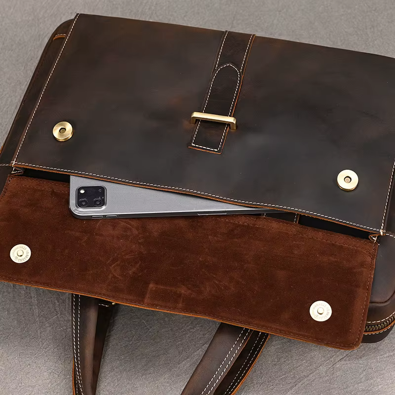 Porte-documents en cuir véritable pour hommes