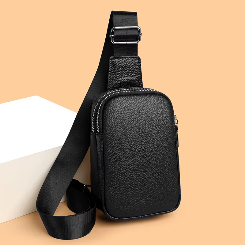 Sac à bandoulière de luxe en cuir véritable pour hommes