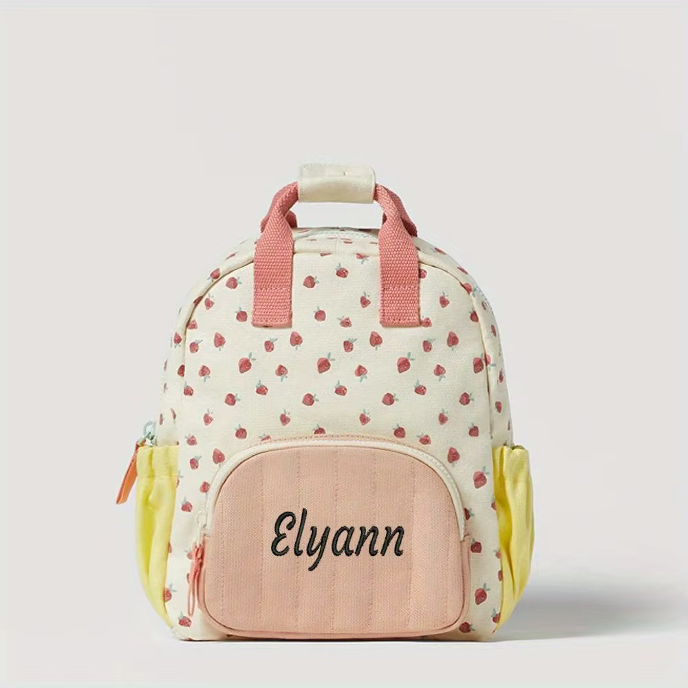 Nom de broderie personnalisé Strawbreey filles école sac à dos maternelle cartable déjeuner sac fourre-tout sac à main