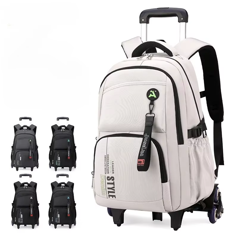 Sac d'école avec roulettes sac à dos roulant pour garçon enfants étudiant sac à dos