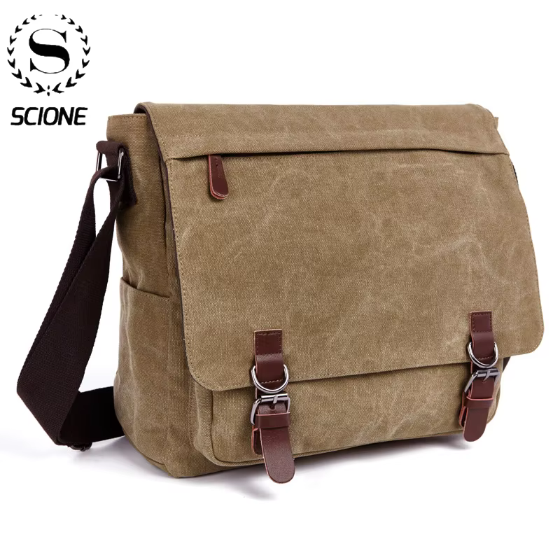 Hommes toile sac de messager Vintage marque affaires décontracté voyage sac à bandoulière ordinateur portable sacs