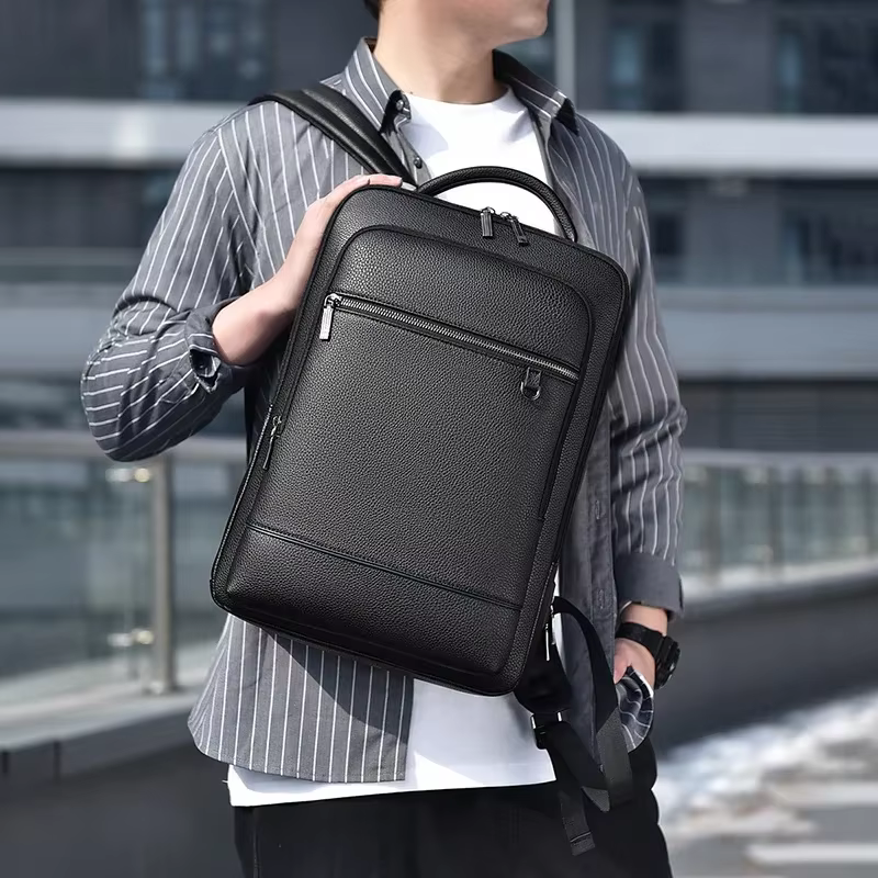 Sac à dos exécutif hommes sacoche en cuir PU USB charge porte-documents bureau voyage ordinateur portable