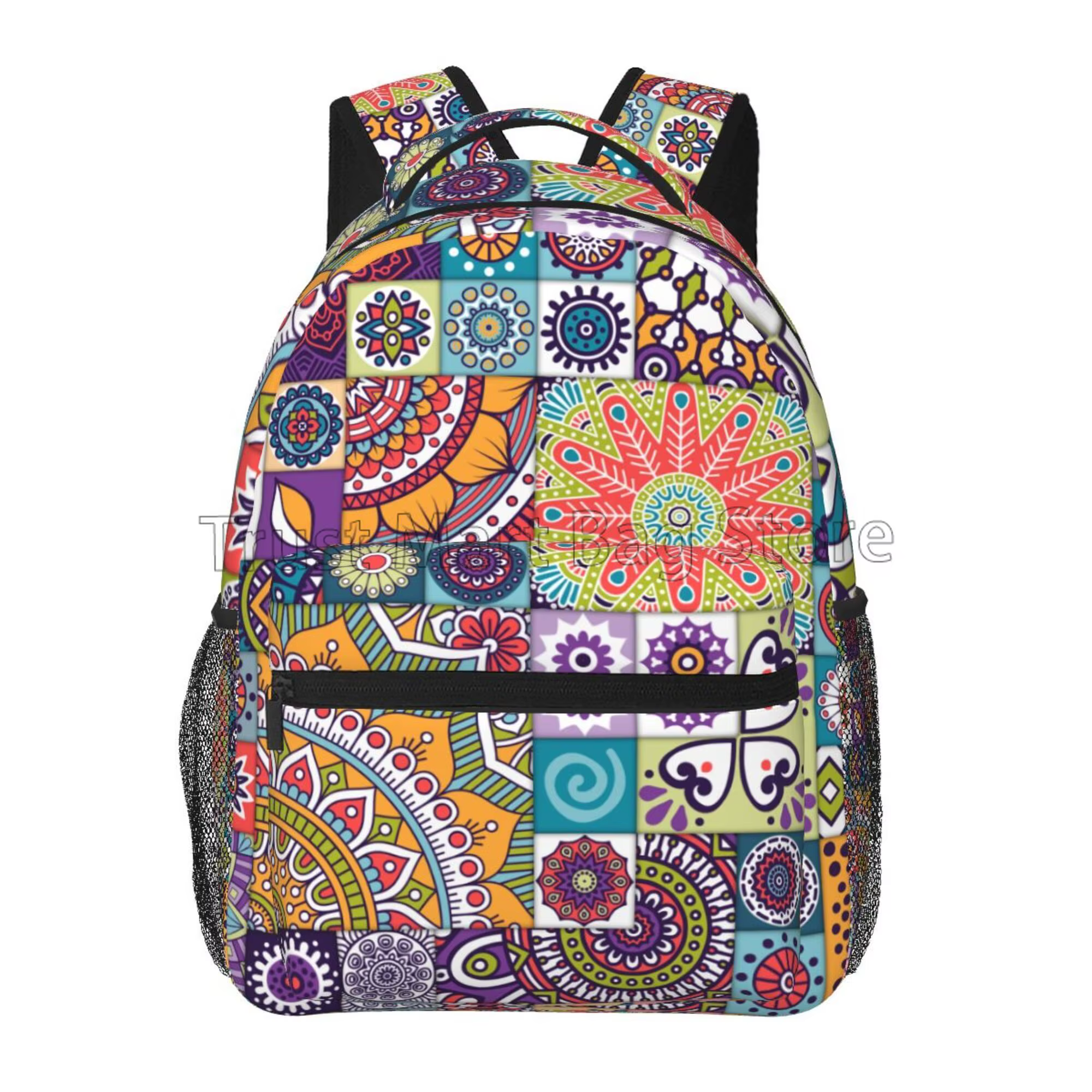Sac à Dos de Voyage à Motif Floral Mandala Ethnique pour Femme et Fille
