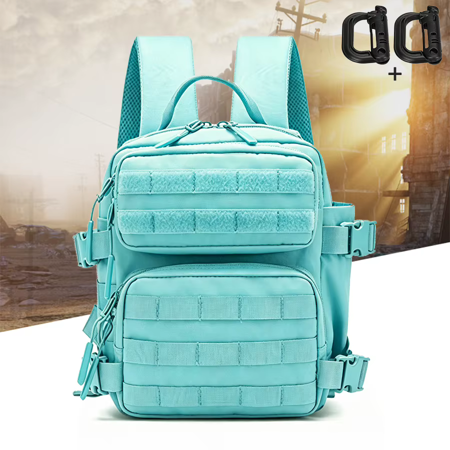 Sac à dos mini multi-compartiments 9L avec sangles MOLLE et panneau dorsal en maille respirante pour une utilisation quotidienne en extérieur