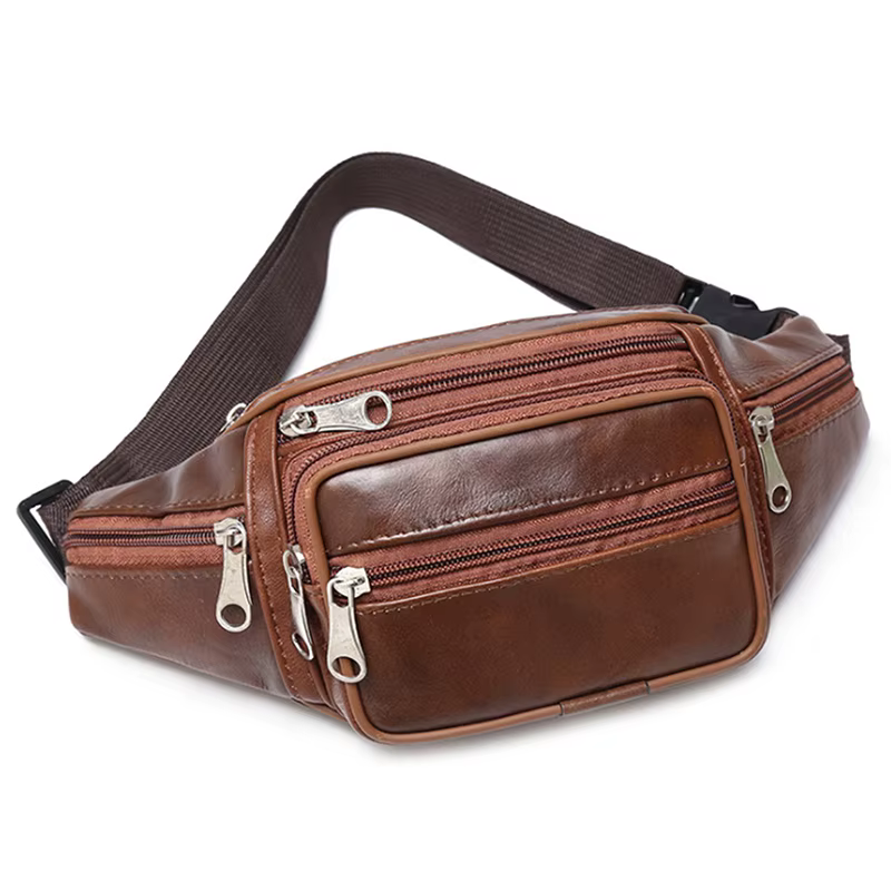 Sac de taille en cuir PU pour hommes