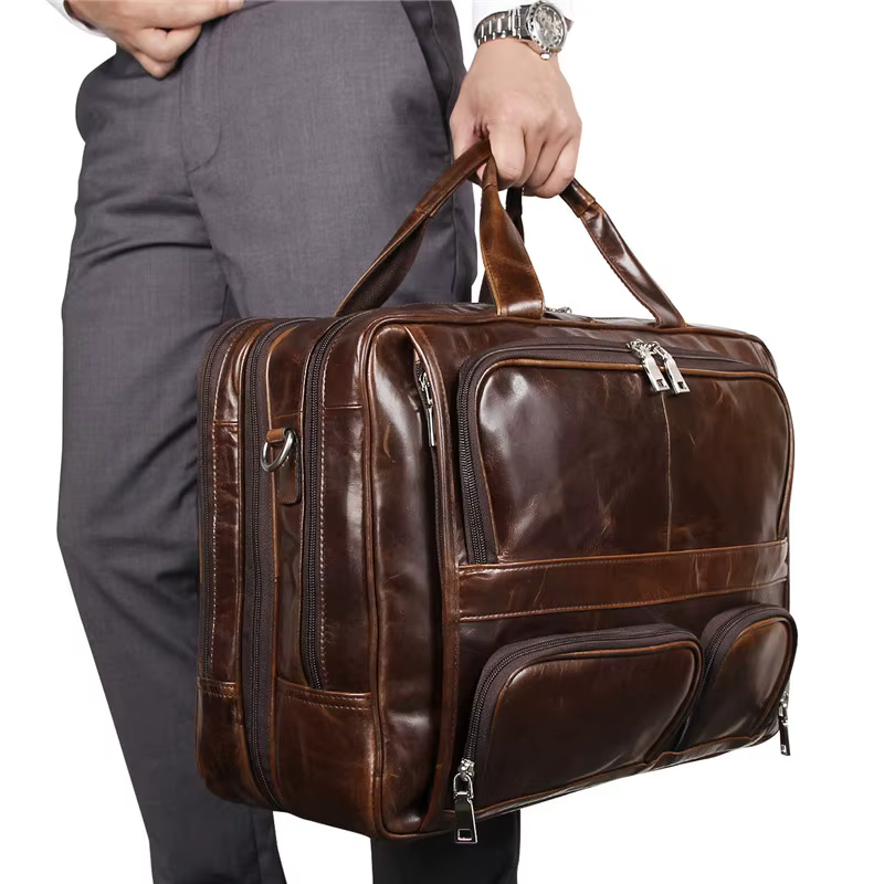 Sac à main de luxe en cuir véritable pour hommes
