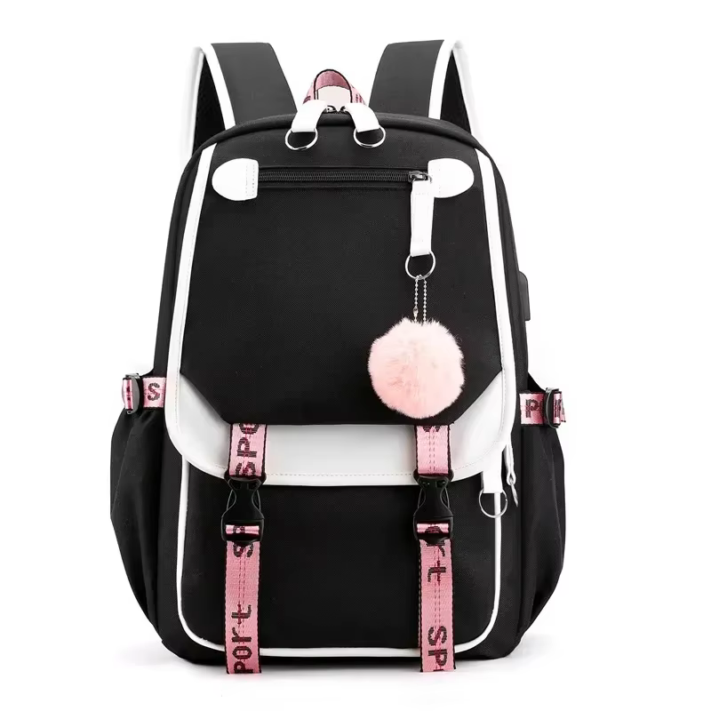 Style coréen lycée sac à dos pour adolescente mode noir blanc étudiant filles sac à dos cartable mignon livre sac