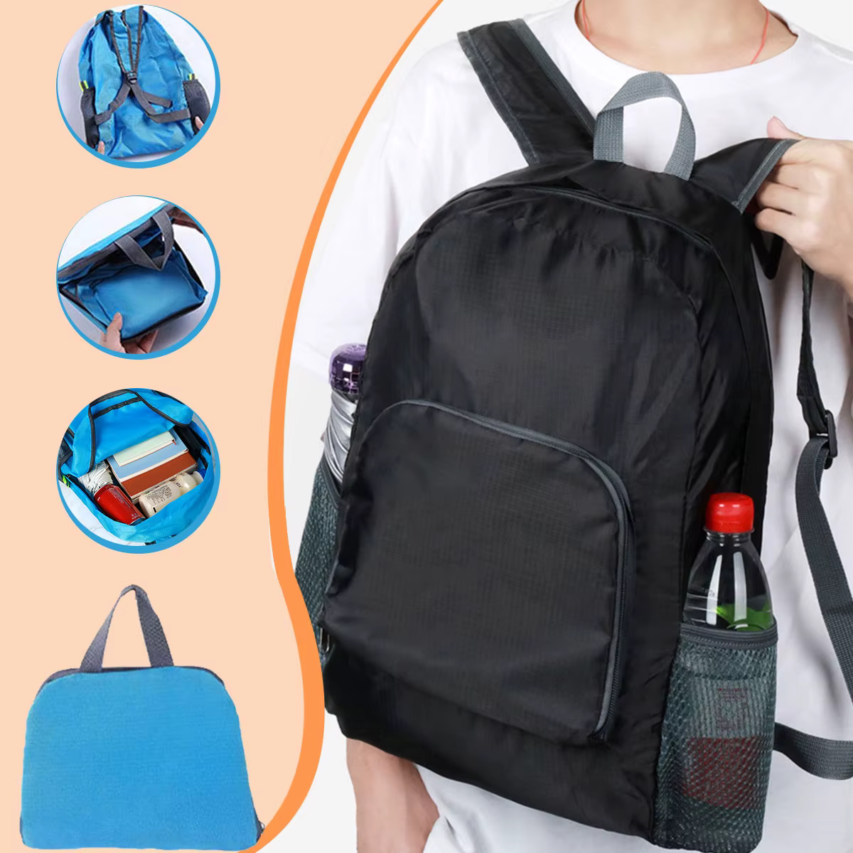 Sac à dos pliable multifonctionnel pour le voyage et les loisirs en plein air