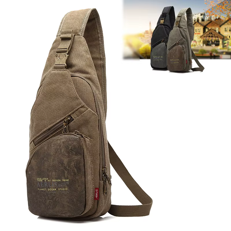 Sac de poitrine en toile pour hommes