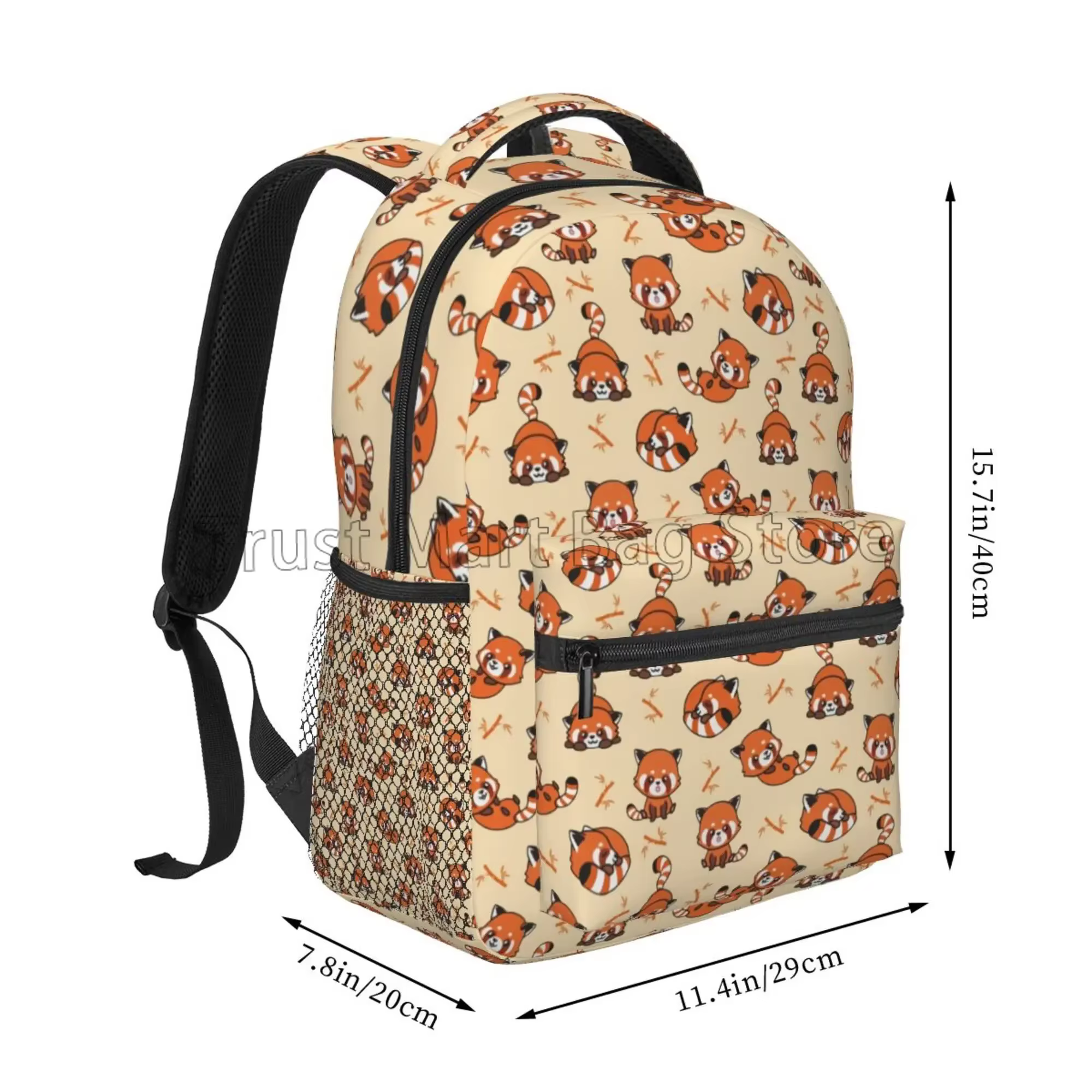 Sac à dos mignon Panda rouge raton laveur adultes sac d'école décontracté collège sac voyage fermeture éclair Bookbag randonnée épaule sac à dos pour femmes hommes