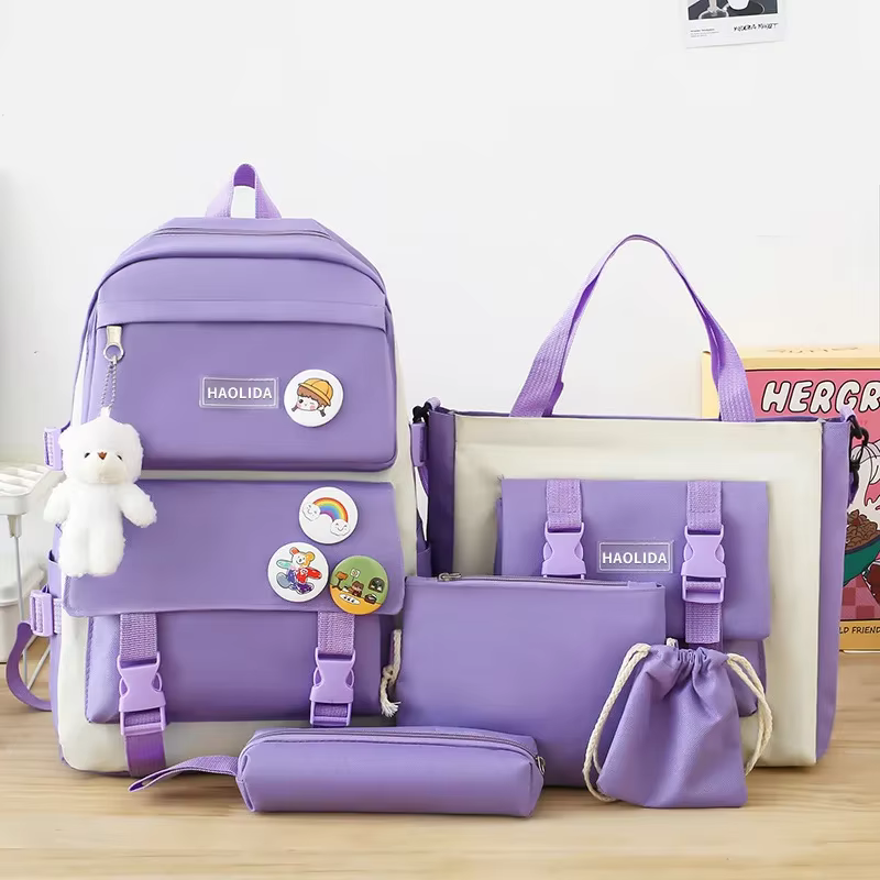 5 pièces Kit sac à dos femme mode dame haute capacité étanche collège
