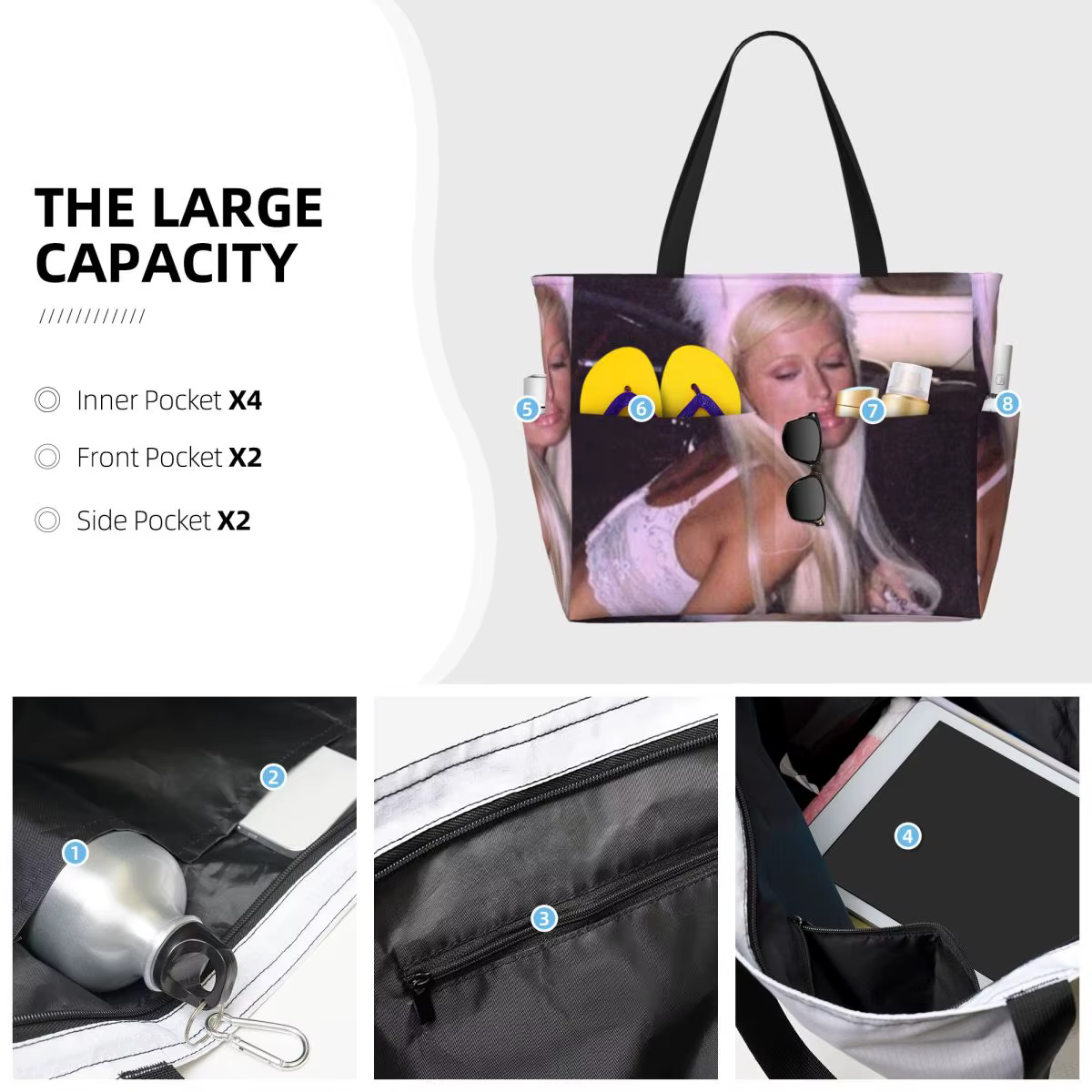 Paris Hilton plage sac fourre-tout Sport Gym Yoga Duffle grand sac