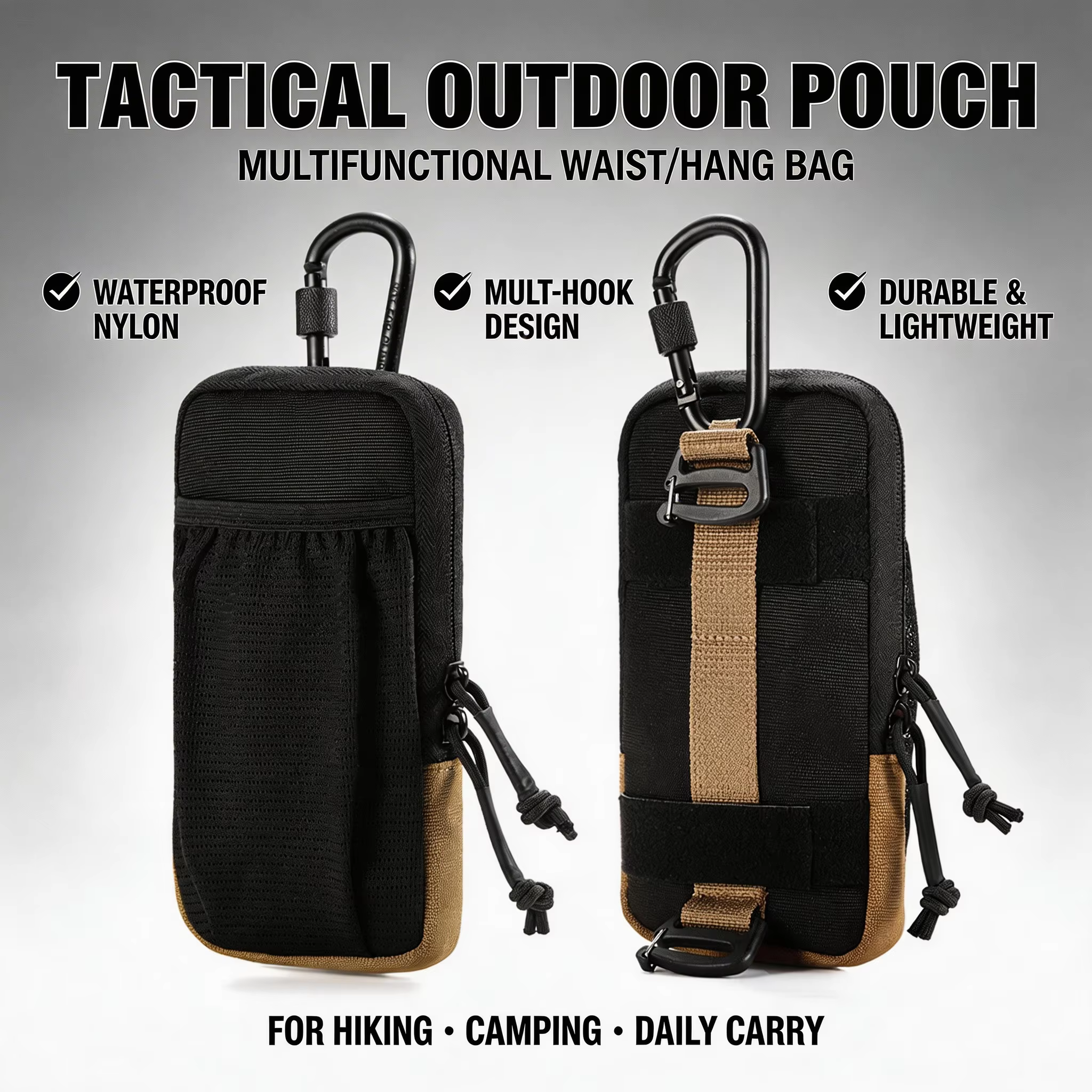 Sac de taille noir pour la randonnée en montagne