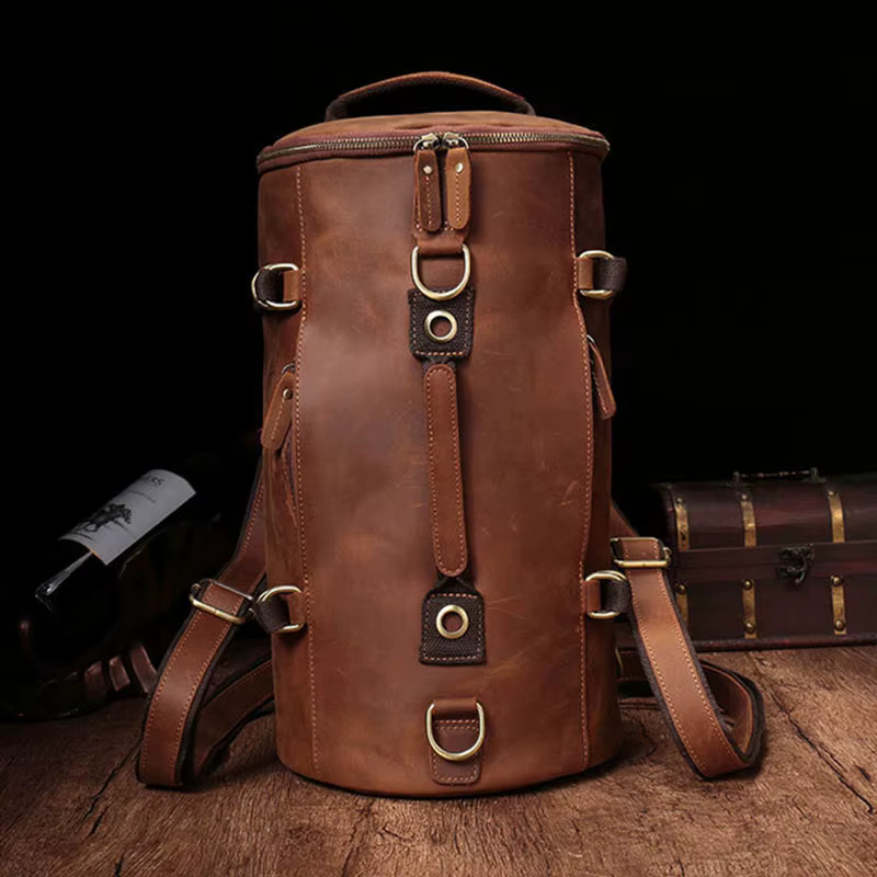 Luufan Design Unique sac à dos en cuir pour hommes Vintage Crazy Horse